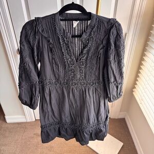 Anthropologie Gray Blouse with Lace Detail